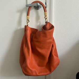 Saint Laurent Orange Leather hobo Bag